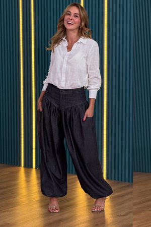 PTJ00010 pantalón azul oscuro con costuras