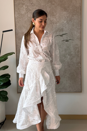 PTJ008101 camisa manga larga para looks elegantes con falda de boleros