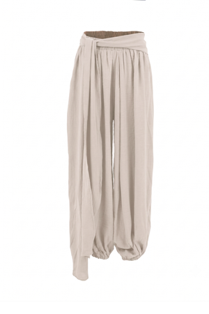 PTJ0082120 pantalón con resorte color beige
