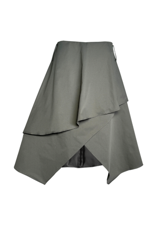 PTJ0089 falda en capas color verde militar