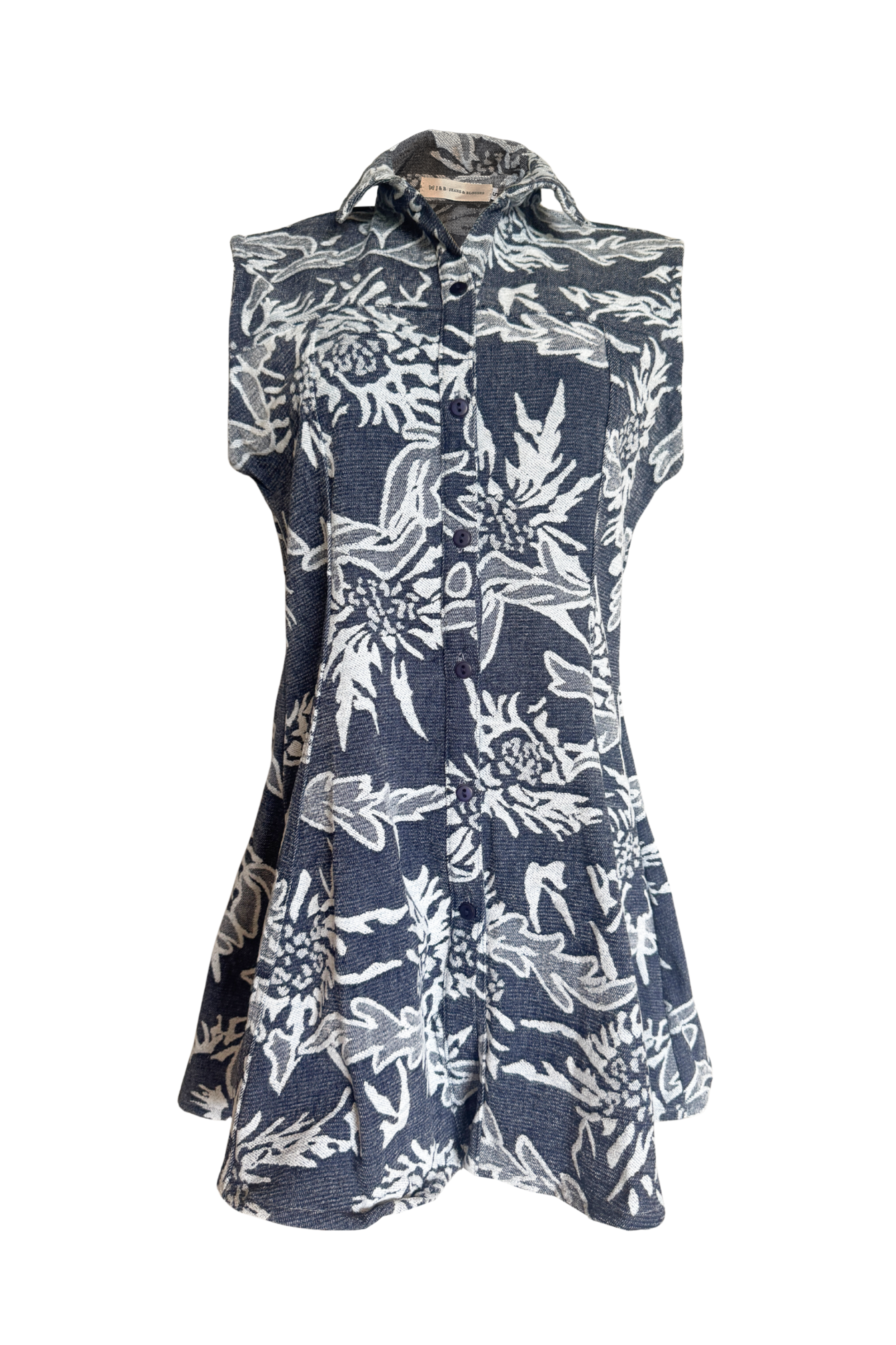 PTJ0106 vestido azul con bordados y botones