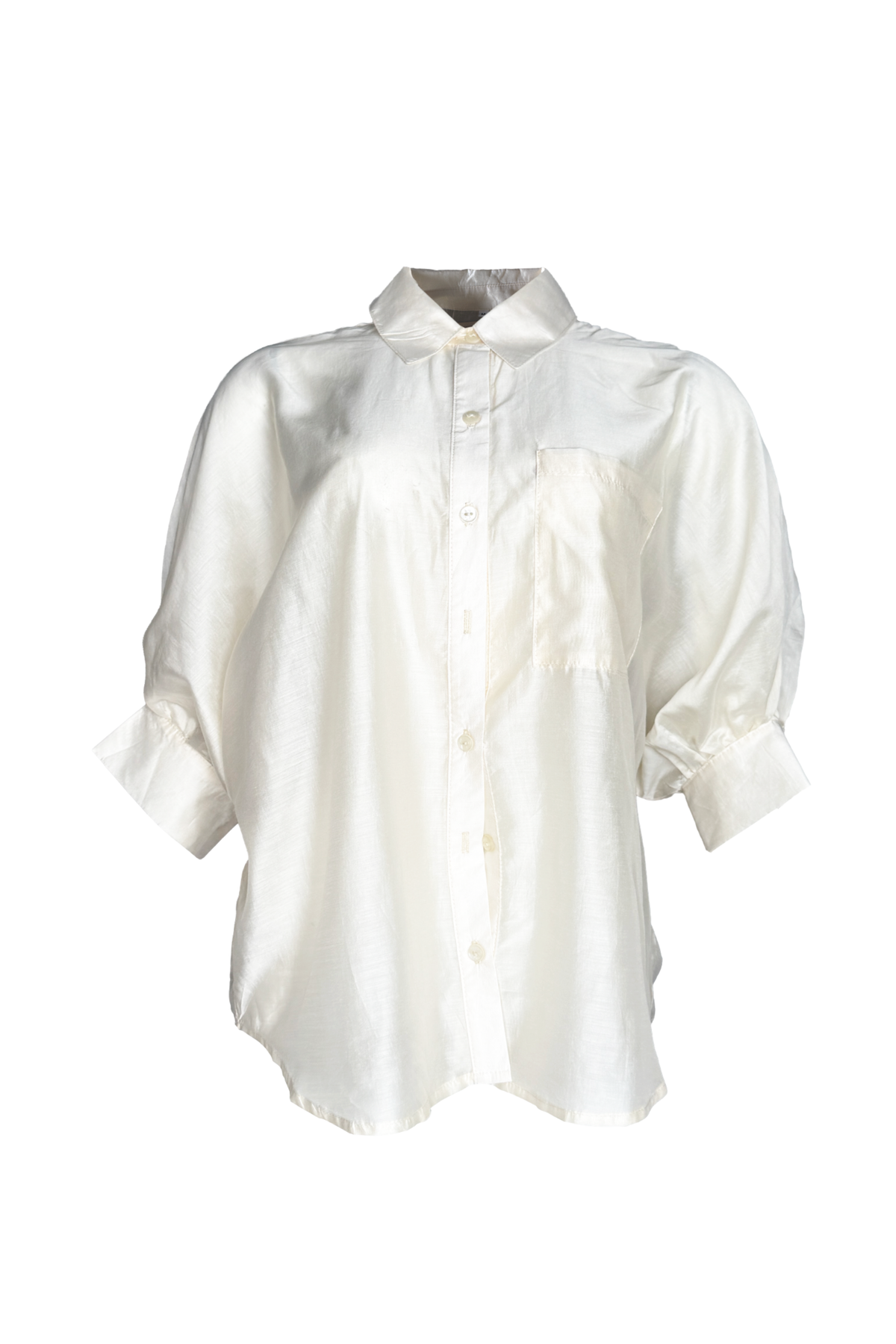 PTJ0138 blusa con botones y tela semi transparente blanca