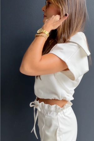 PTJ0145 blusa con cierre y pantalón sieluta paper bag