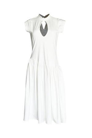 PTJ0156 vestido midi con boleros y escote tipo gota