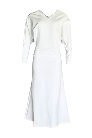 PTJ0182 vestido largo con mangas largas color blanco