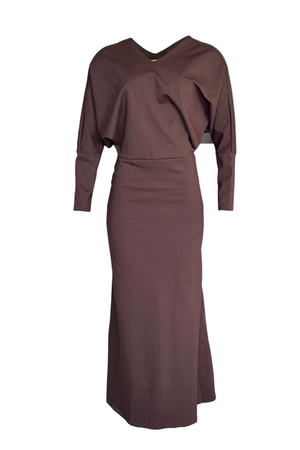 PTJ0182 vestido largo con mangas largas color café