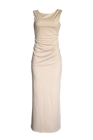 PTJ018212 vestido largo color arena