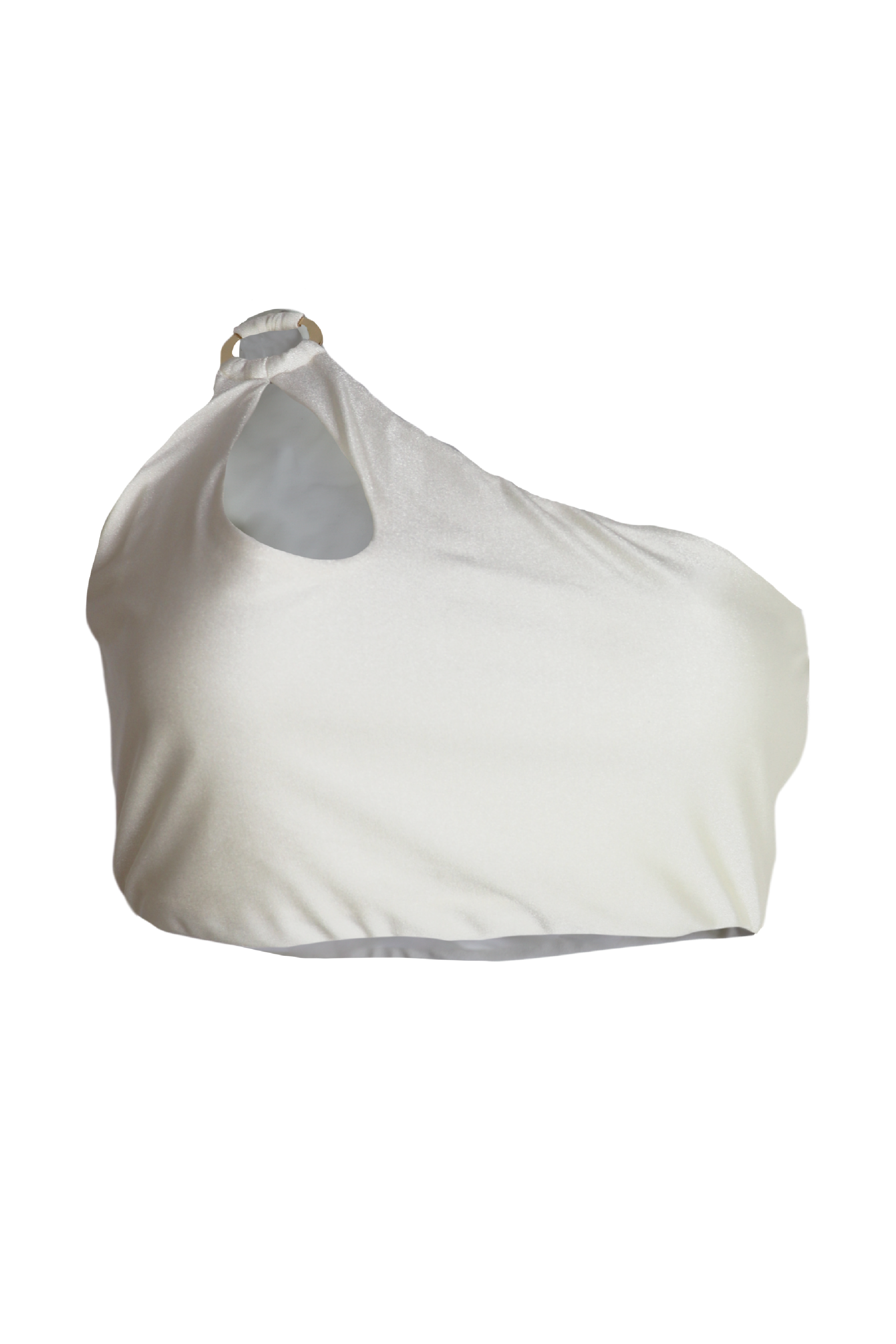 PTJ022531000 top de vestido de baño color blanco con argolla en el hombro