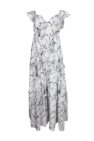 Hermoso Vestido de copas con siluetas de caras en color blanco