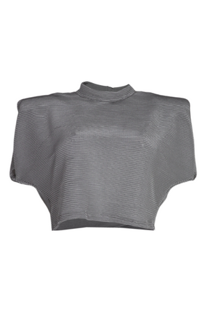 PTJ132612 Blusa con hombreras Danna-PLATEADO