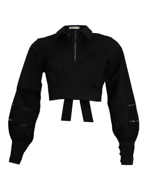 Camisa corta manga larga Shea color negro