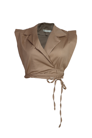 PTJ143111 blusa de tiras caqui