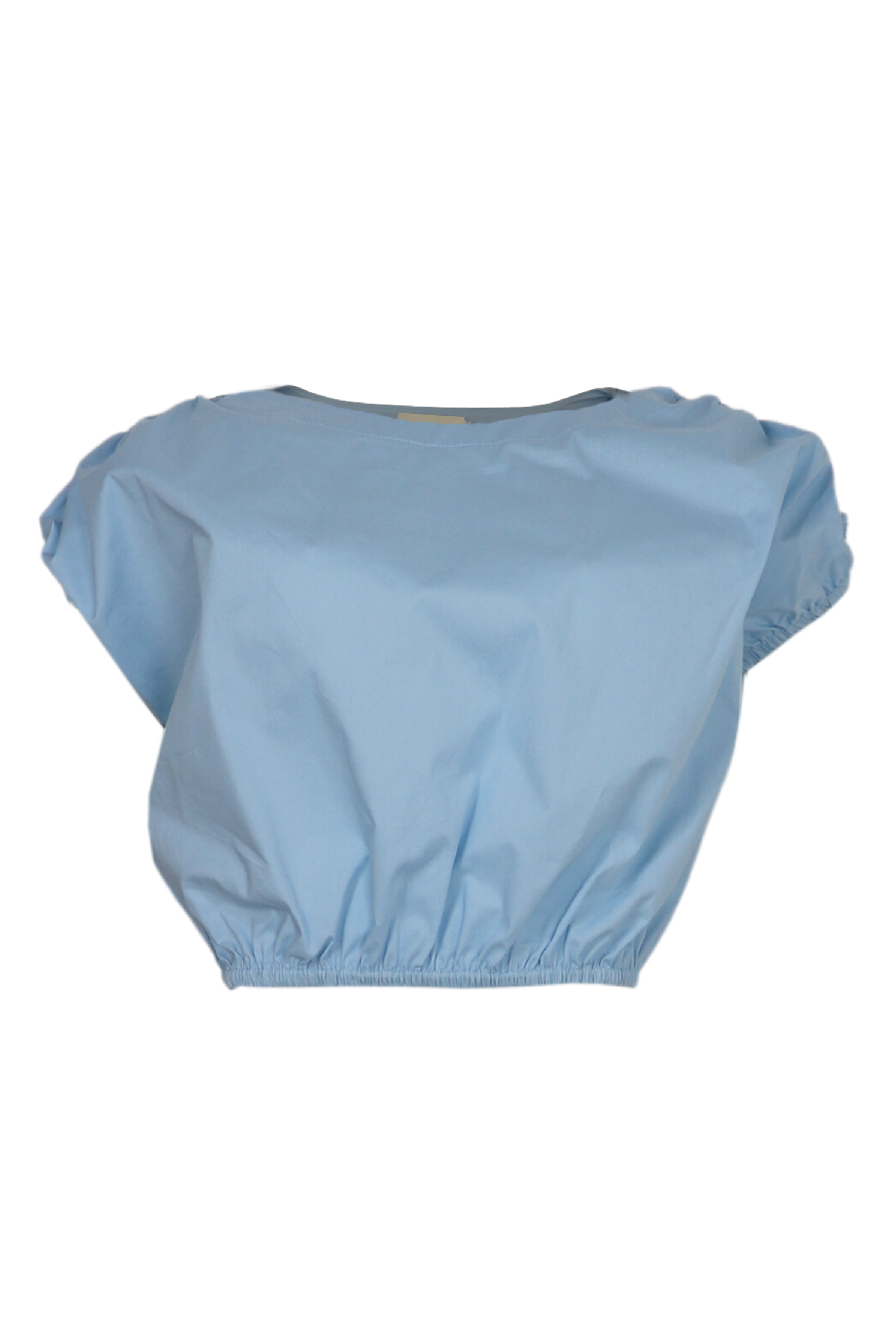 Blusa corta con elasticos color azul claro 