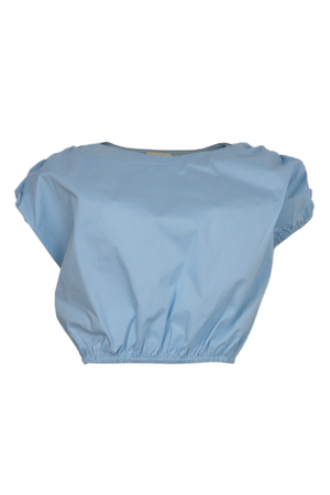 Blusa corta con elasticos color azul claro