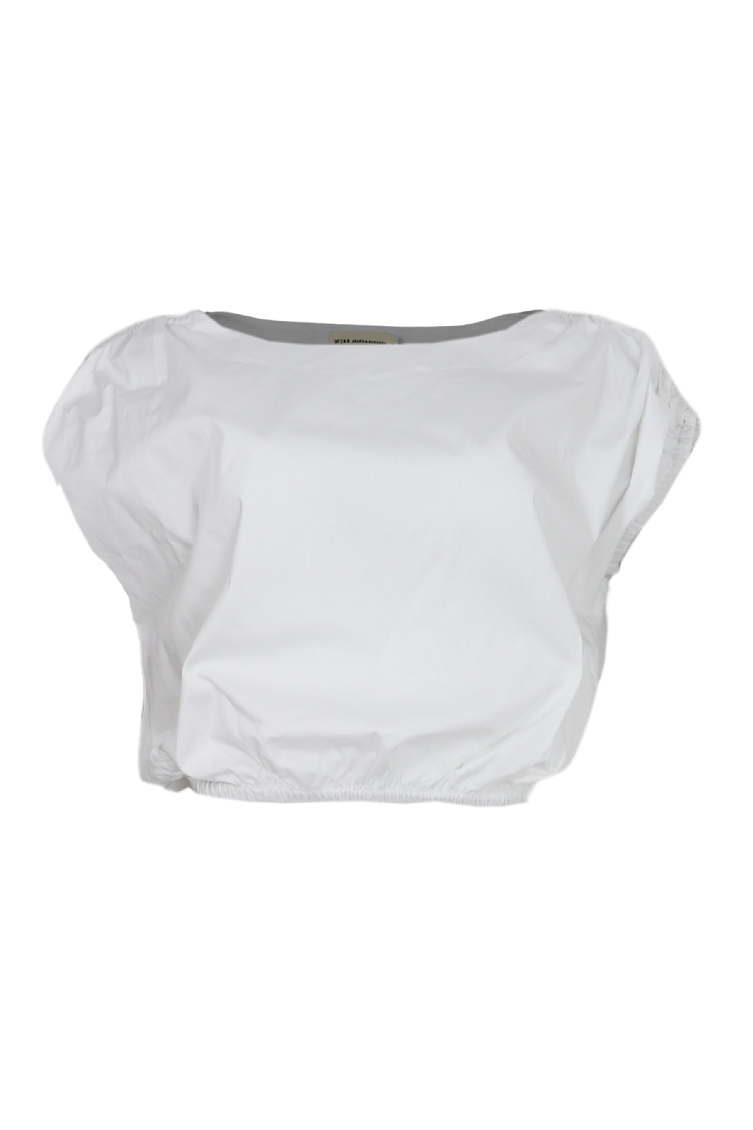 Blusa corta con elasticos color blanco