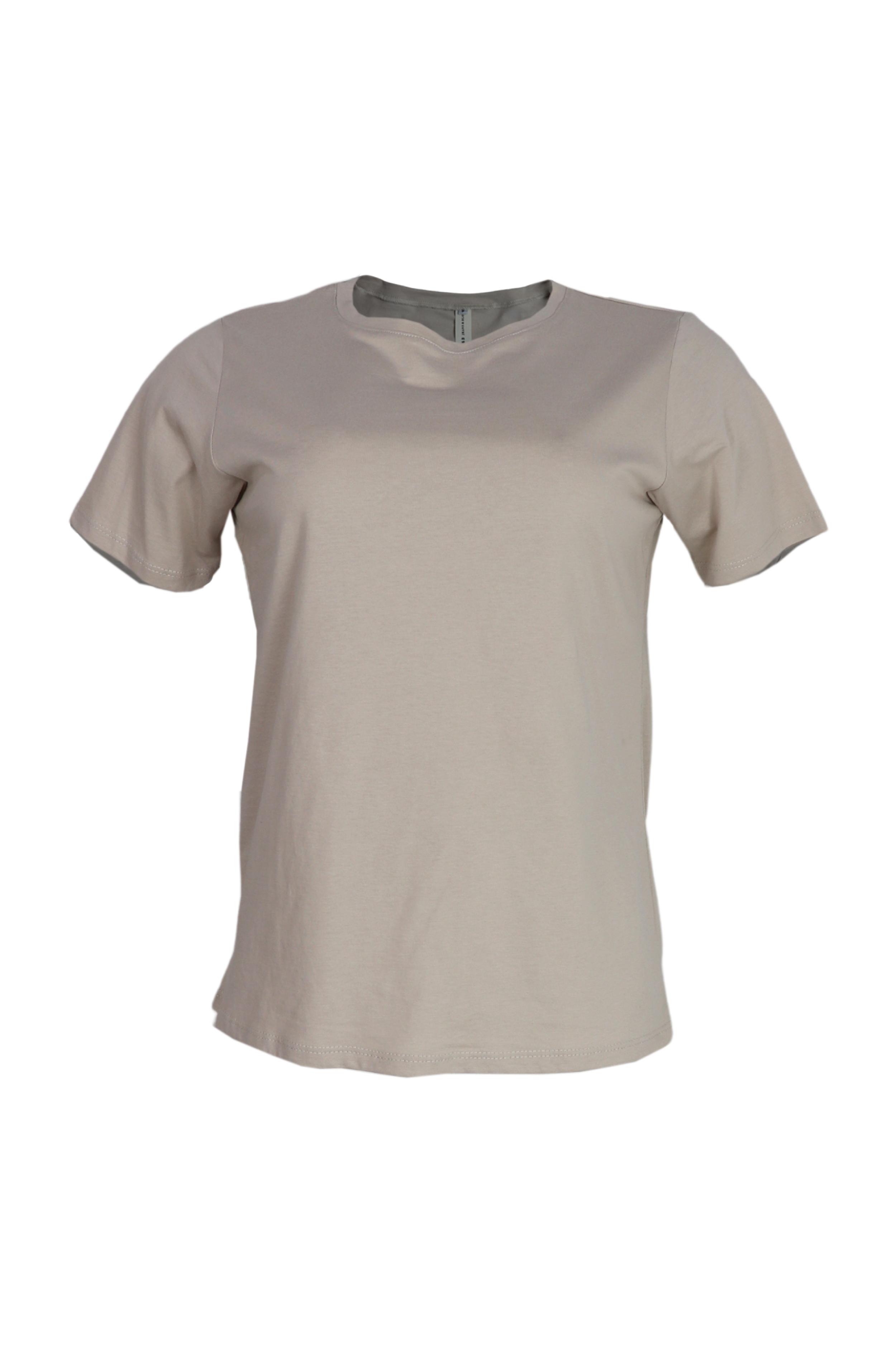 Camiseta básica cuello redondo color arena