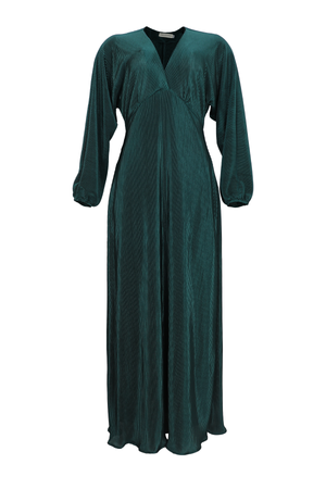 Hermoso vestido largo con mangas 3/4 color verde botella