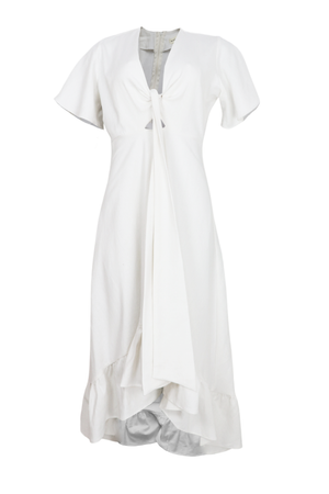 Vestido midi con lazos en el pecho color beige