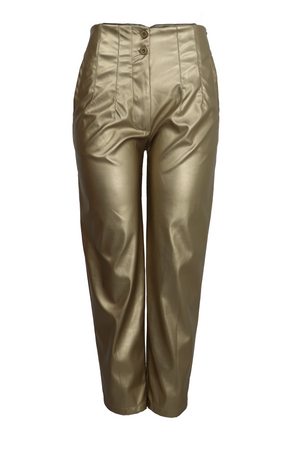 Hermoso pantalon dorado con venas frontaldes