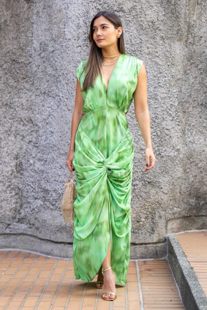 PTJ244929 Vestido drapeado verde
