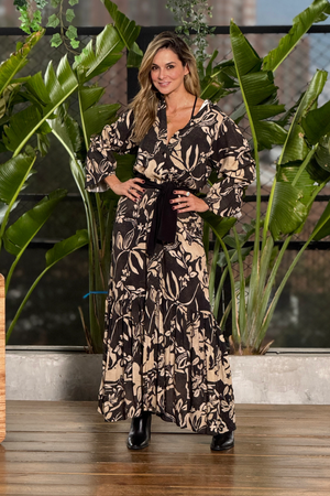 PTJ2493290 Vestido estampado con cinturón negro