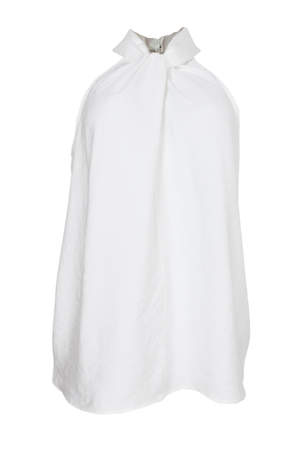 Hermosa blusa cuello halter, sin mangas