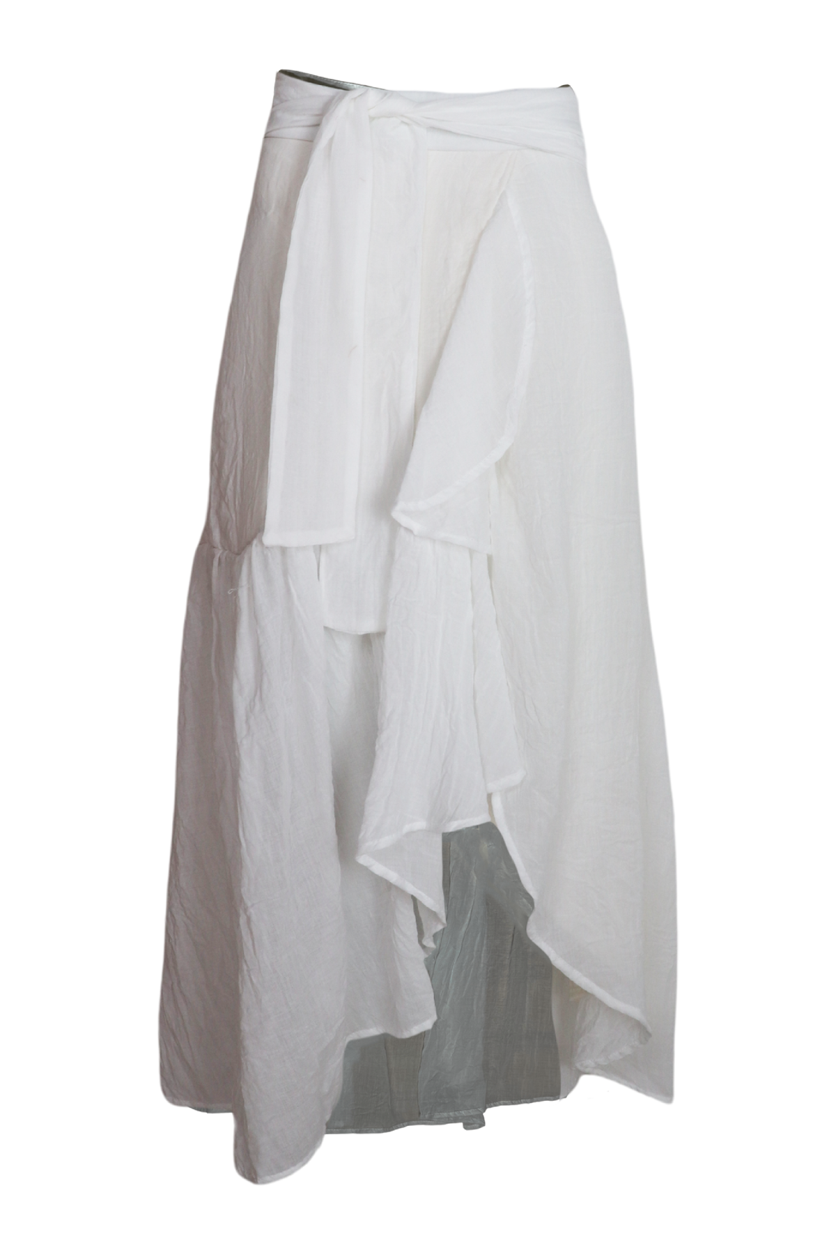 Hermosa falda midi con lazos para ajustar en cintura color blanco
