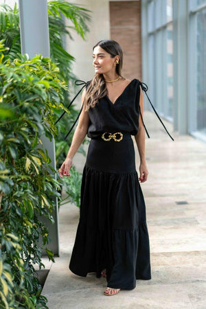 hermosa falda larga color negro