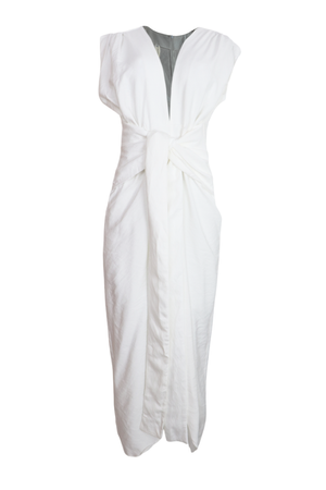 Vestido largo con fajon Behla color blanco