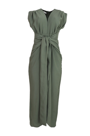 Vestido largo con fajon Behla color verde