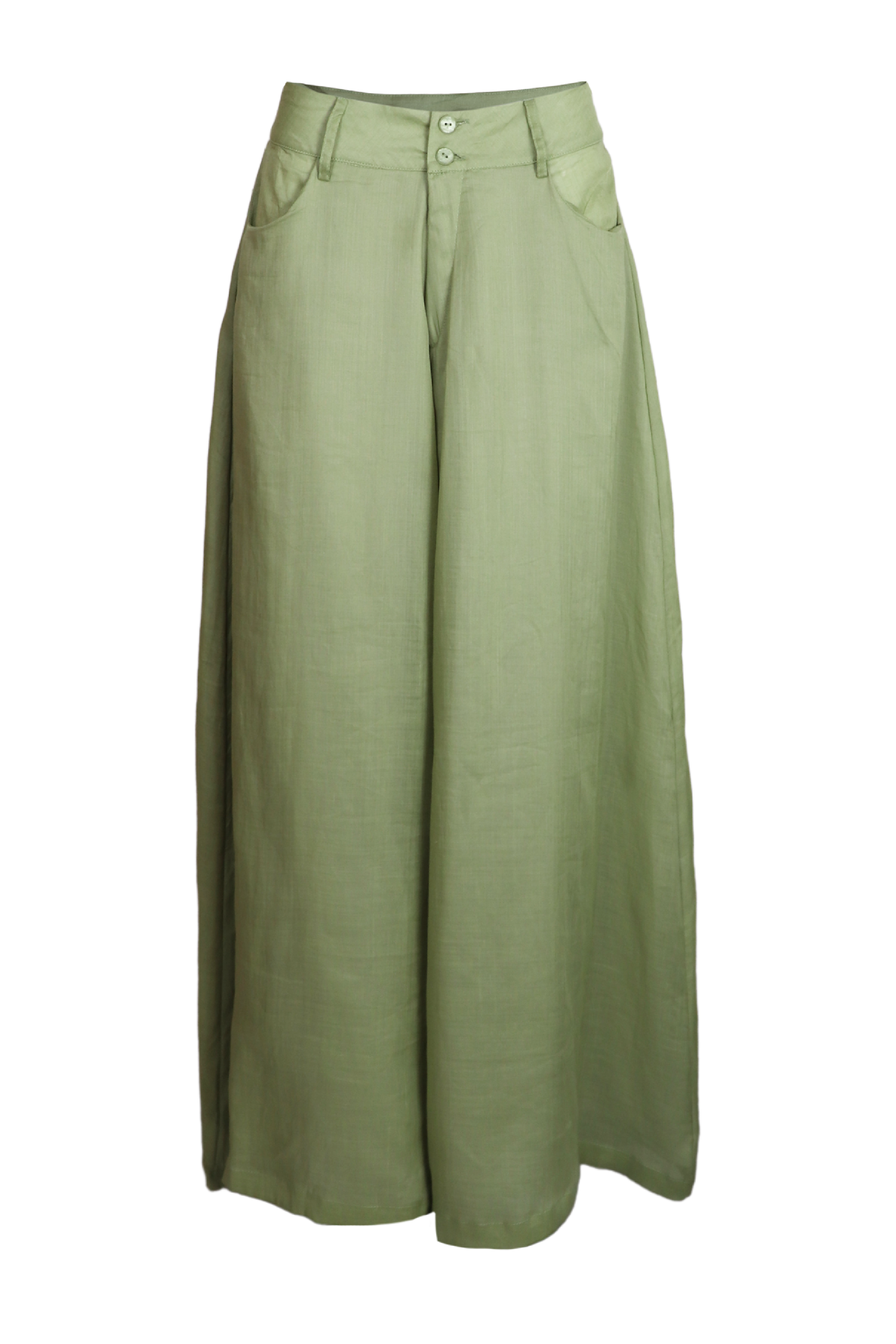 PTJ261610 pantalón en lino verde