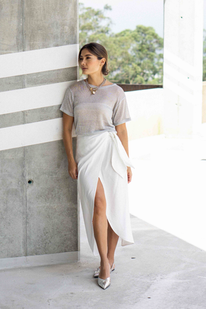 PTJ265530 falda midi blanca