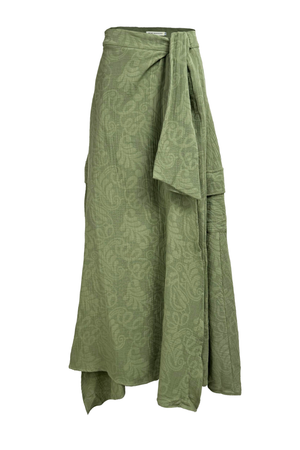 PTJ267001 falda corrugada verde