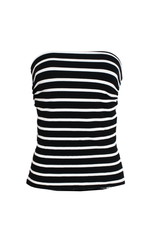 PTJ269401 Blusa de rayas negra con blanco