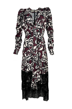 PTJ2718 vestido de flecos vinotinto
