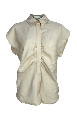 PTJ2729 blusa con recogida beige