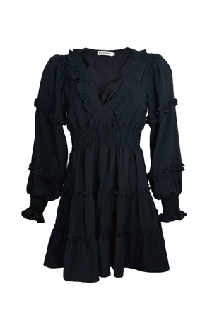 PTJ2744 vestido negro con rouches