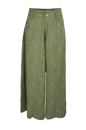 PTJ2759 pantalón verde corrugado