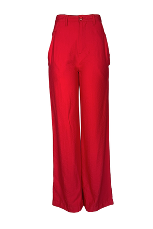PTJ278629 pantalón rojo con botón y bolsillos