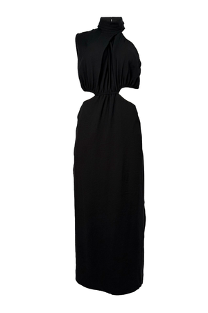 PTJ280530000 vestido con cortes en la cintura color negro