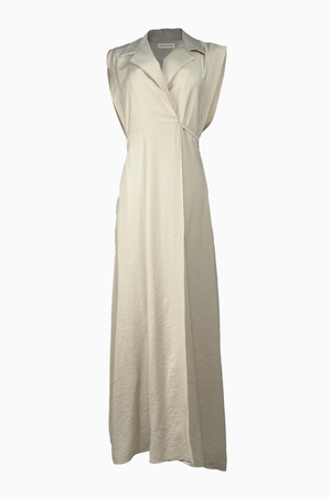 PTJ280730 vestido con cuello y tira color beige