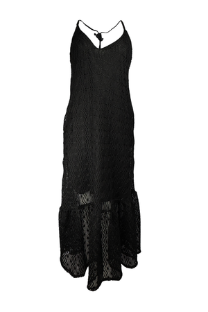 PTJ282412 vestido de tiras con textura en color negro.