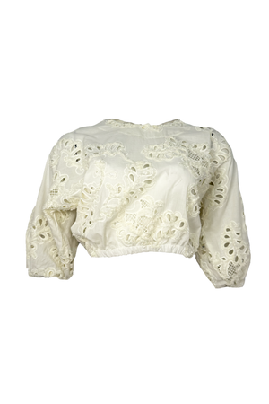PTJ283201 blusa en ojalillo beige