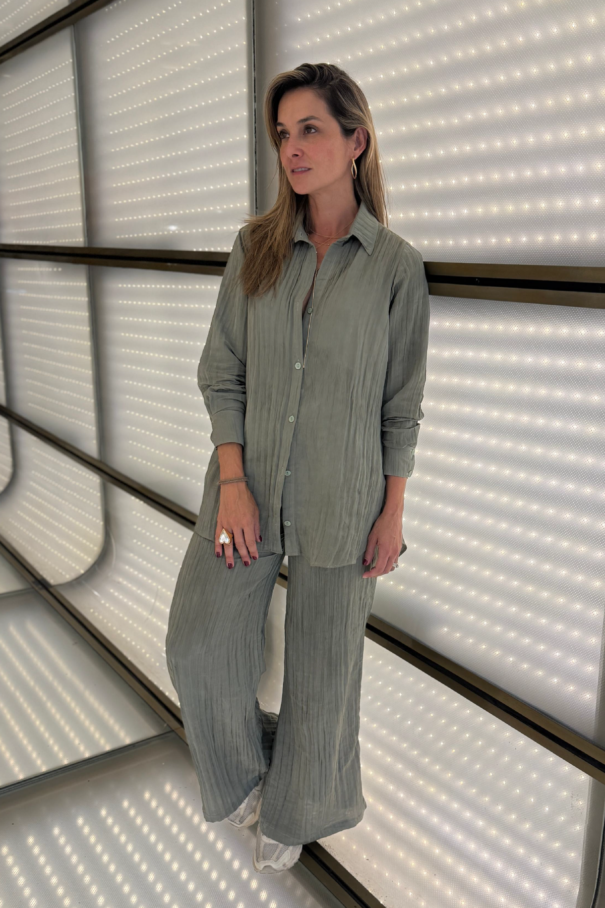 PTJ286112000 blusa y pantalón verde