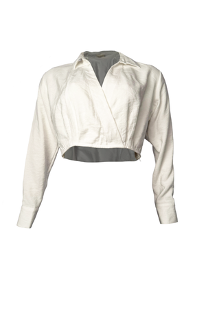 PTJ286230 blusa con escote en v y manga larga color blanco