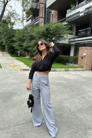 PTJ286230 blusa manga larga con pantalón gris
