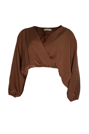 PTJ2984300 blusa café con mangas
