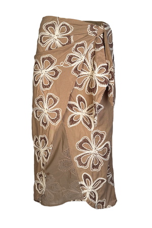 PTJ3044 falda midi con bordados de flores