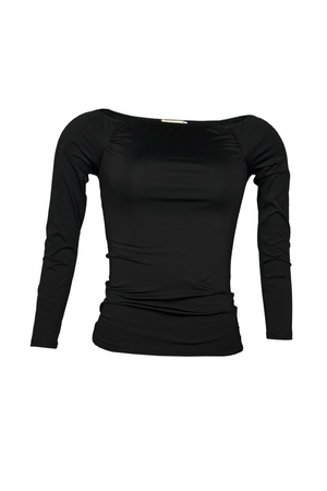 PTJ305319 blusa cuello bandeja color negro