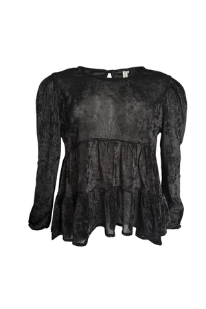 PTJ305819 blusa semi transparente color negro con boleros.